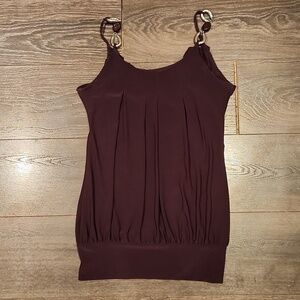 ❤️ M USA BEADED STRAP LOW BACK DRAPED STRETCH TANK TOP, MEDIUM